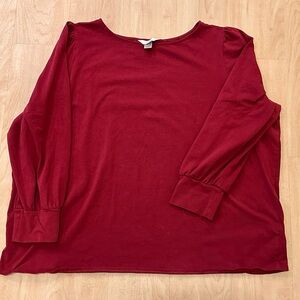 CJ Banks Deep Red Long Sleeve Top
